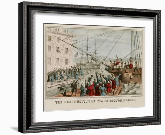 Destruction of Tea in Boston Harbor-Sarony & Major-Framed Art Print