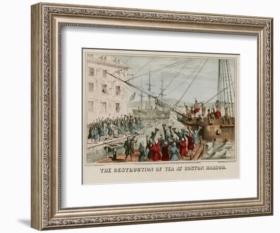 Destruction of Tea in Boston Harbor-Sarony & Major-Framed Art Print