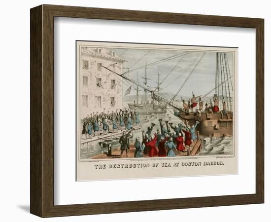 Destruction of Tea in Boston Harbor-Sarony & Major-Framed Art Print