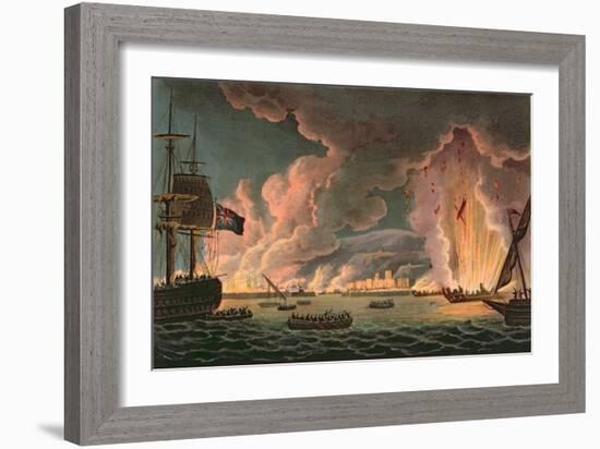 Destruction of the French Fleet at Toulon, 18th December 1793, Engraved by Thomas Sutherland…-Thomas Whitcombe-Framed Giclee Print