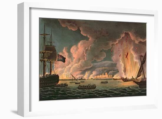 Destruction of the French Fleet at Toulon, 18th December 1793, Engraved by Thomas Sutherland…-Thomas Whitcombe-Framed Giclee Print