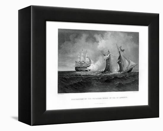 Destruction of the Privateer 'Petrel' by the 'St Lawrence, 28 July 1861, (1862-186)-R Hinshelwood-Framed Premier Image Canvas