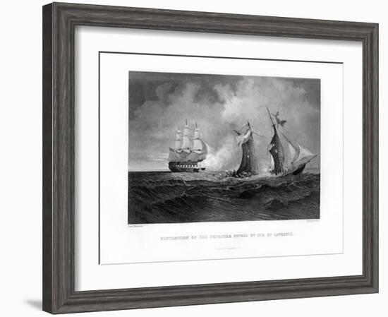 Destruction of the Privateer 'Petrel' by the 'St Lawrence, 28 July 1861, (1862-186)-R Hinshelwood-Framed Giclee Print