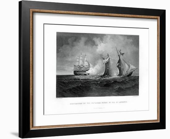 Destruction of the Privateer 'Petrel' by the 'St Lawrence, 28 July 1861, (1862-186)-R Hinshelwood-Framed Giclee Print