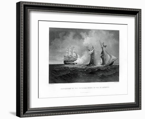 Destruction of the Privateer 'Petrel' by the 'St Lawrence, 28 July 1861, (1862-186)-R Hinshelwood-Framed Giclee Print