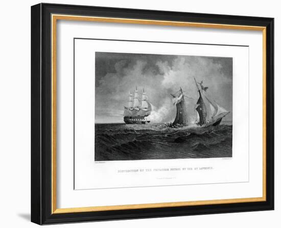 Destruction of the Privateer 'Petrel' by the 'St Lawrence, 28 July 1861, (1862-186)-R Hinshelwood-Framed Giclee Print