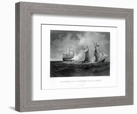 Destruction of the Privateer 'Petrel' by the 'St Lawrence, 28 July 1861, (1862-186)-R Hinshelwood-Framed Giclee Print