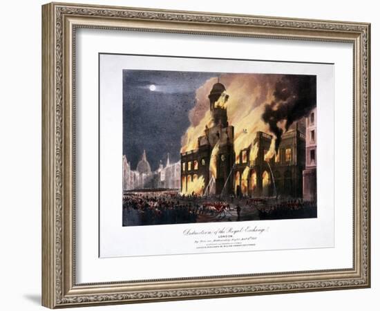 Destruction of the Royal Exchange (2N) Fire, London, 1838-GF Bragg-Framed Giclee Print