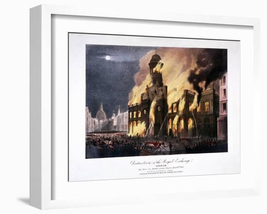 Destruction of the Royal Exchange (2N) Fire, London, 1838-GF Bragg-Framed Giclee Print