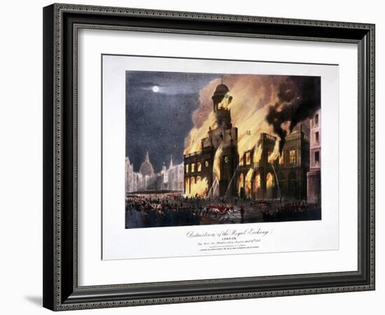 Destruction of the Royal Exchange (2N) Fire, London, 1838-GF Bragg-Framed Giclee Print