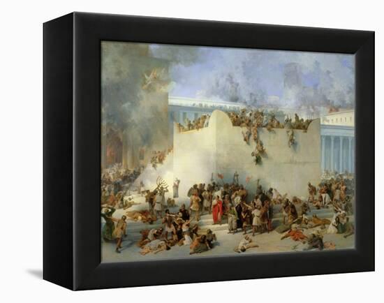 Destruction of the Temple of Jerusalem-Francesco Hayez-Framed Premier Image Canvas