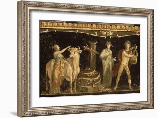 Détail du décor pictural du triclinium de la maison des Vettii; scène cultuelle-null-Framed Giclee Print