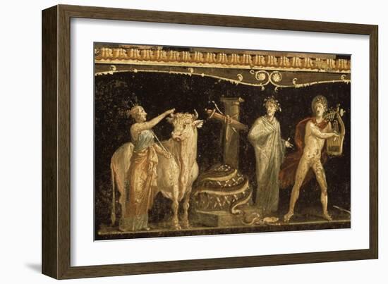 Détail du décor pictural du triclinium de la maison des Vettii; scène cultuelle-null-Framed Giclee Print