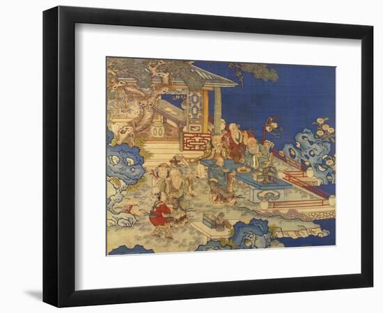 Detail from a Chinese Kesi Coloured Silk Panel Depicting Daoist Immortals-null-Framed Giclee Print