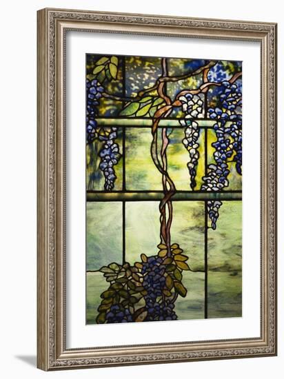 Detail from a Fine Leaded Glass Triptych Window (Wisteria)-null-Framed Giclee Print