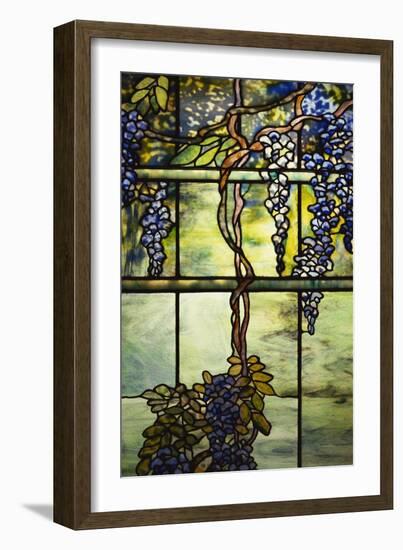 Detail from a Fine Leaded Glass Triptych Window (Wisteria)-null-Framed Giclee Print