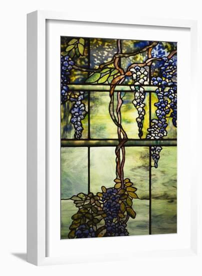 Detail from a Fine Leaded Glass Triptych Window (Wisteria)-null-Framed Giclee Print