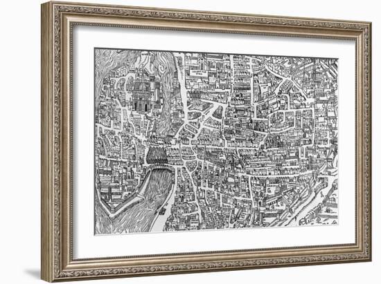 Detail from a Map of Paris in the Reign of Henri II Showing the Quartier Des Ecoles, 1552-null-Framed Giclee Print