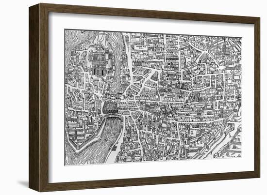 Detail from a Map of Paris in the Reign of Henri II Showing the Quartier Des Ecoles, 1552-null-Framed Giclee Print