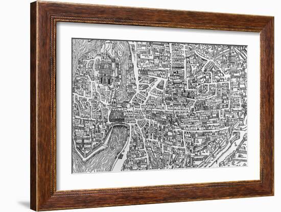 Detail from a Map of Paris in the Reign of Henri II Showing the Quartier Des Ecoles, 1552-null-Framed Giclee Print