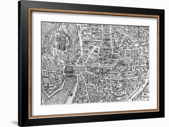 Detail from a Map of Paris in the Reign of Henri II Showing the Quartier Des Ecoles, 1552-null-Framed Giclee Print