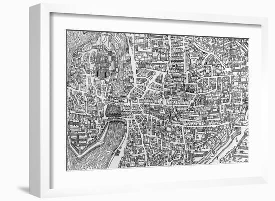 Detail from a Map of Paris in the Reign of Henri II Showing the Quartier Des Ecoles, 1552--Framed Giclee Print