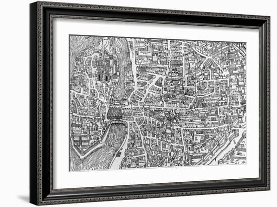 Detail from a Map of Paris in the Reign of Henri II Showing the Quartier Des Ecoles, 1552-null-Framed Giclee Print