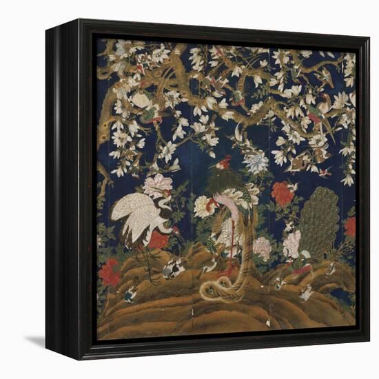 Detail from a Set of Chinese Painted Wallpaper Panels Depicting Pheasants, Phoenix and Peacocks…-Chinese School-Framed Premier Image Canvas