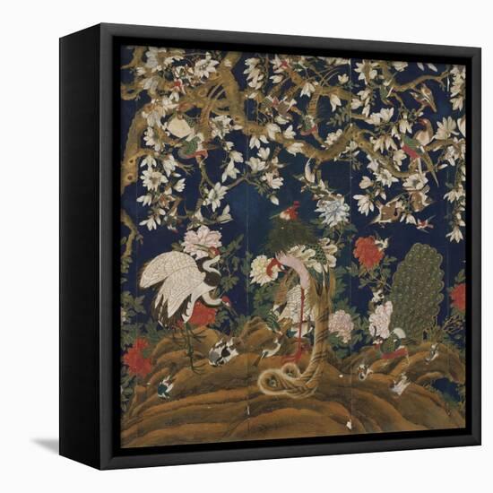 Detail from a Set of Chinese Painted Wallpaper Panels Depicting Pheasants, Phoenix and Peacocks…-Chinese School-Framed Premier Image Canvas