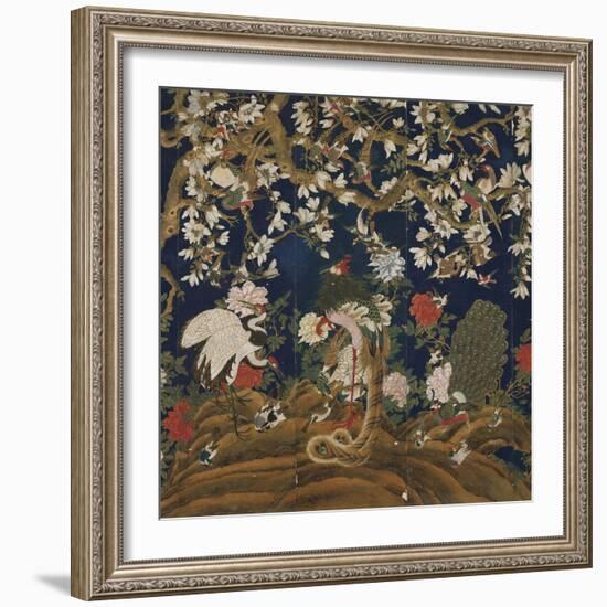 Detail from a Set of Chinese Painted Wallpaper Panels Depicting Pheasants, Phoenix and Peacocks…-Chinese School-Framed Giclee Print