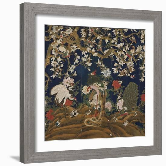 Detail from a Set of Chinese Painted Wallpaper Panels Depicting Pheasants, Phoenix and Peacocks…-Chinese School-Framed Giclee Print