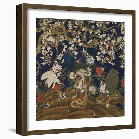 Detail from a Set of Chinese Painted Wallpaper Panels Depicting Pheasants, Phoenix and Peacocks…-Chinese School-Framed Giclee Print