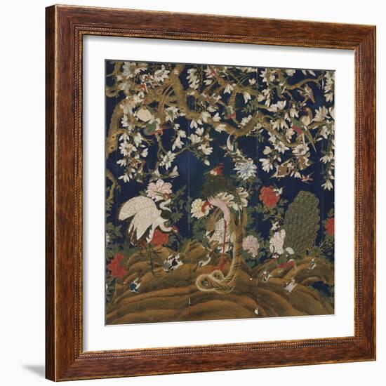 Detail from a Set of Chinese Painted Wallpaper Panels Depicting Pheasants, Phoenix and Peacocks…-Chinese School-Framed Giclee Print