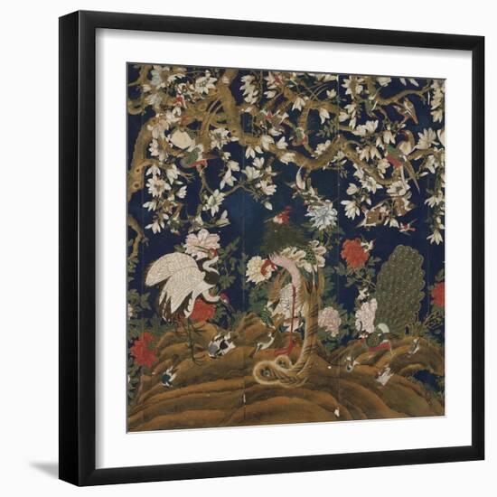 Detail from a Set of Chinese Painted Wallpaper Panels Depicting Pheasants, Phoenix and Peacocks…-Chinese School-Framed Giclee Print