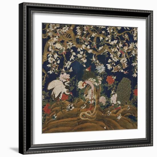 Detail from a Set of Chinese Painted Wallpaper Panels Depicting Pheasants, Phoenix and Peacocks…-Chinese School-Framed Giclee Print