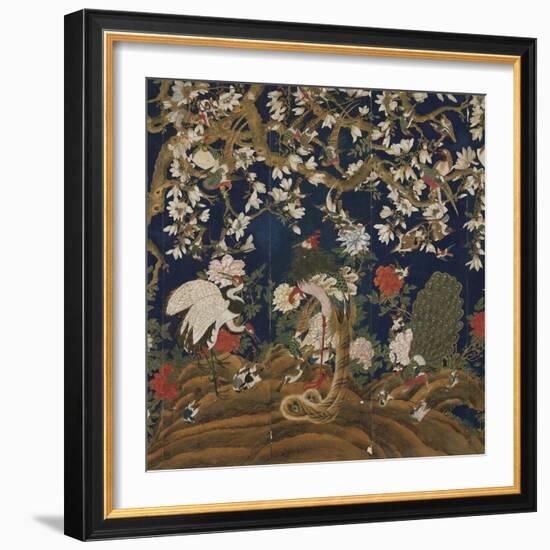 Detail from a Set of Chinese Painted Wallpaper Panels Depicting Pheasants, Phoenix and Peacocks…-Chinese School-Framed Giclee Print