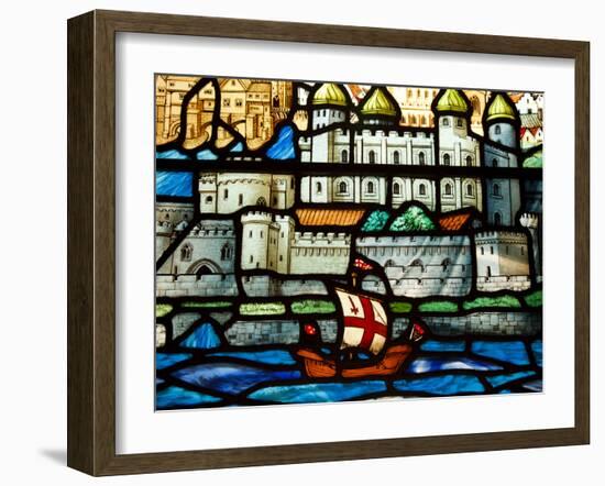 Detail from a Stained Glass Window in the Church of All Hallows by the Tower, the Oldest Church in -Kimberley Coole-Framed Photographic Print