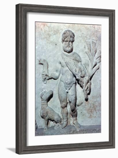 Detail from a stone plinth showing Silvanus, 1st century BC. Artist: Unknown-Unknown-Framed Giclee Print