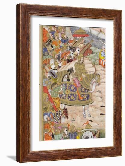 Detail from Babur's Troops Take the Fortress at Kabul, C.1590-1600-Farrukh & Dharmdas-Framed Giclee Print