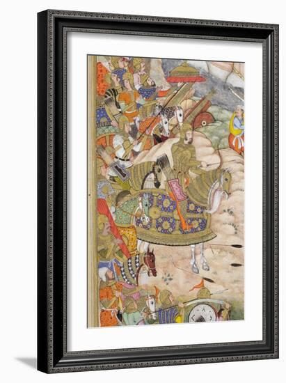 Detail from Babur's Troops Take the Fortress at Kabul, C.1590-1600-Farrukh & Dharmdas-Framed Giclee Print