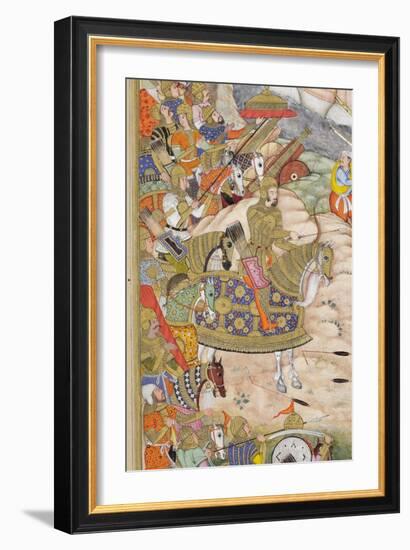 Detail from Babur's Troops Take the Fortress at Kabul, C.1590-1600-Farrukh & Dharmdas-Framed Giclee Print