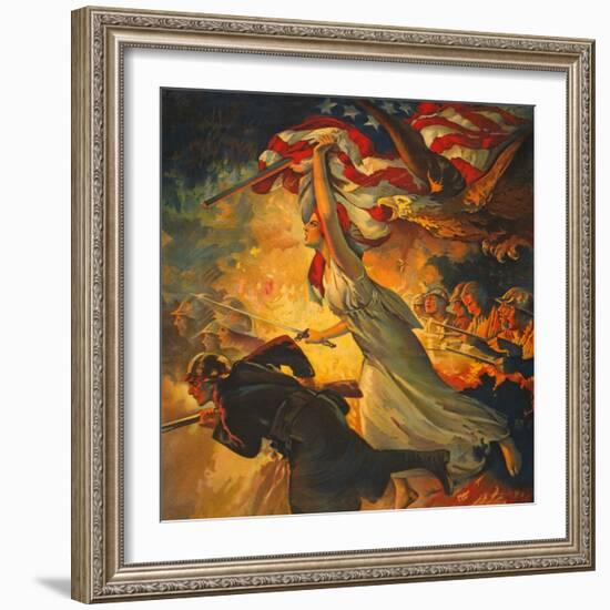 Detail from Carry On! Buy Liberty Bonds to Your Utmost , Published C.1918 (Colour Litho)-Edwin Howland Blashfield-Framed Giclee Print