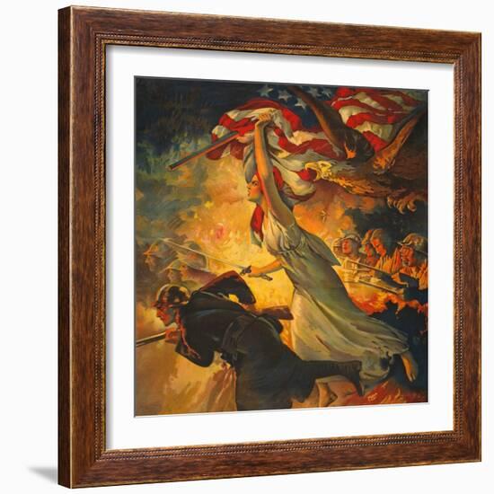Detail from Carry On! Buy Liberty Bonds to Your Utmost , Published C.1918 (Colour Litho)-Edwin Howland Blashfield-Framed Giclee Print
