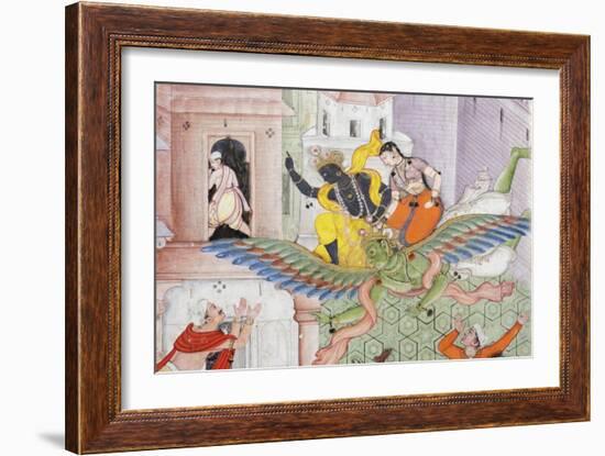 Detail from Krishna Cleaves the Demon Narakasura with His Discus, C.1585-90-null-Framed Giclee Print