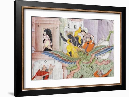 Detail from Krishna Cleaves the Demon Narakasura with His Discus, C.1585-90-null-Framed Giclee Print