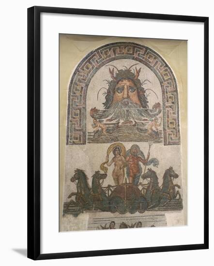 Detail from Mosaic with God Oceanus and Triumph of Neptune and Amphitrite, from Utica, Tunisia-null-Framed Giclee Print