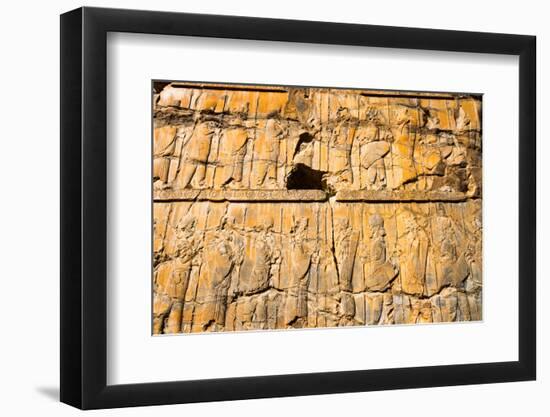 Detail from relief of 100 soldiers on a door jamb of the Palace of 100 Columns, Persepolis,UNESCO W-James Strachan-Framed Photographic Print