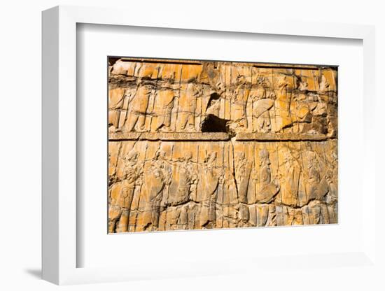 Detail from relief of 100 soldiers on a door jamb of the Palace of 100 Columns, Persepolis,UNESCO W-James Strachan-Framed Photographic Print