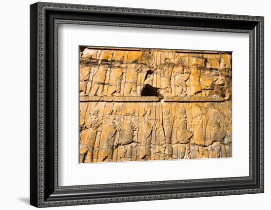 Detail from relief of 100 soldiers on a door jamb of the Palace of 100 Columns, Persepolis,UNESCO W-James Strachan-Framed Photographic Print