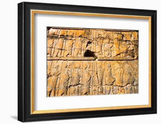 Detail from relief of 100 soldiers on a door jamb of the Palace of 100 Columns, Persepolis,UNESCO W-James Strachan-Framed Photographic Print